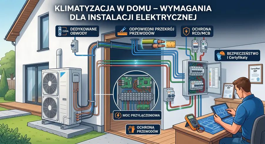 Planujesz montaż klimatyzatora w Białymstoku? Sprawdź, dlaczego dedykowany obwód elektryczny to nie fanaberia, a konieczność – i kiedy potrzebujesz elektryka z uprawnieniami SEP.